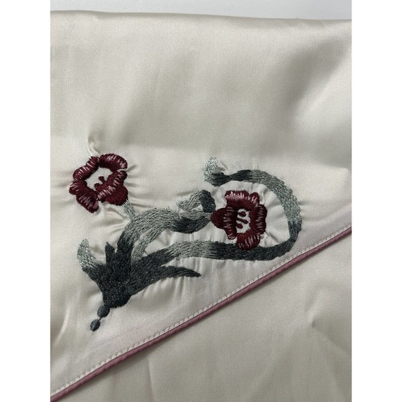 Downton Abbey Beige Satin Embroidered Button Close Large Pouch Makeup Jewelry - Picture 3 of 10